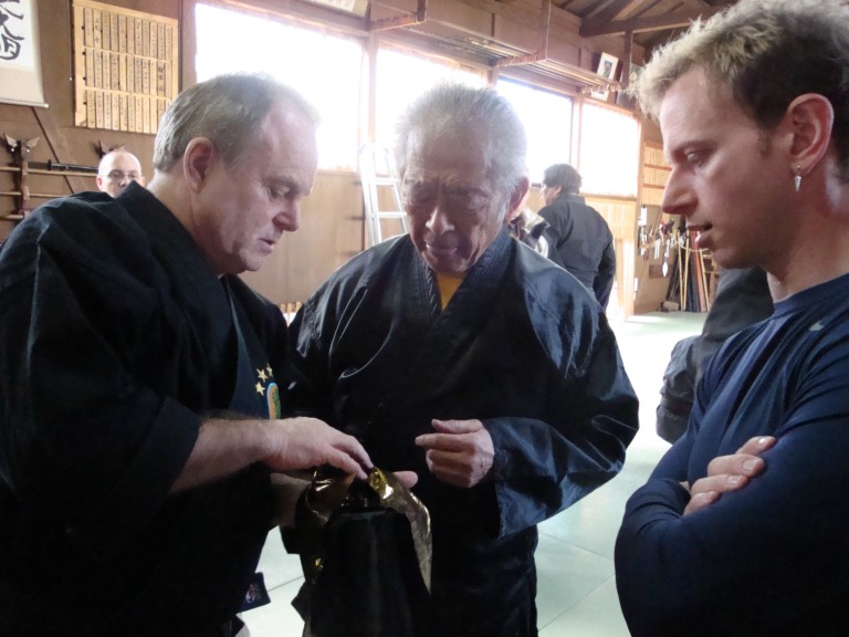 Grandmaster Masaaki Hatsumi training with Richard Van Donk